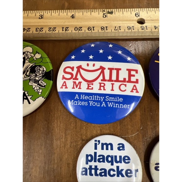 9 Dental Dentist Button Pins Smile America Plaque Softex Temple University - Picture 3 of 9